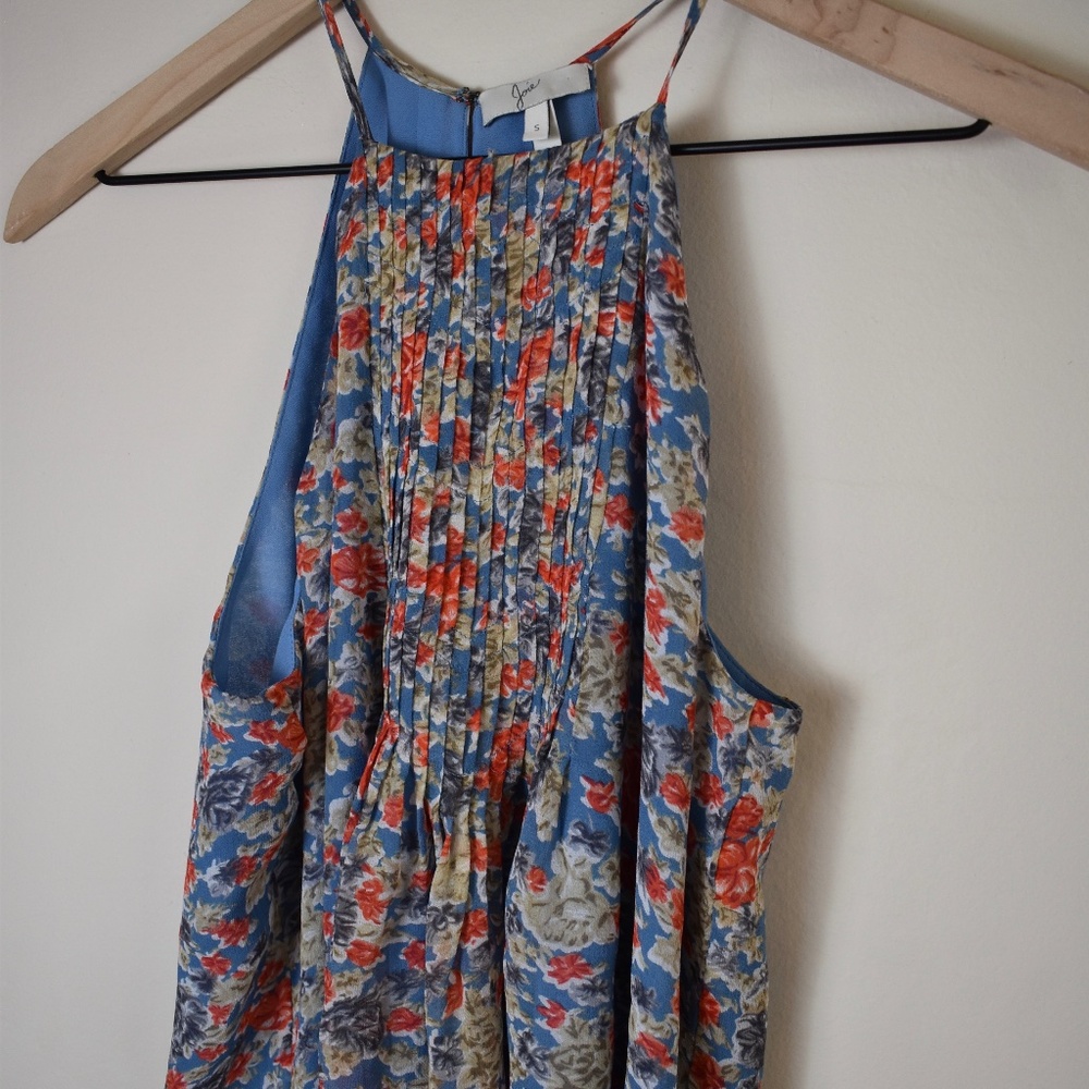 Joie Blue and Orange Floral Halter Tank - Picture 4 of 8
